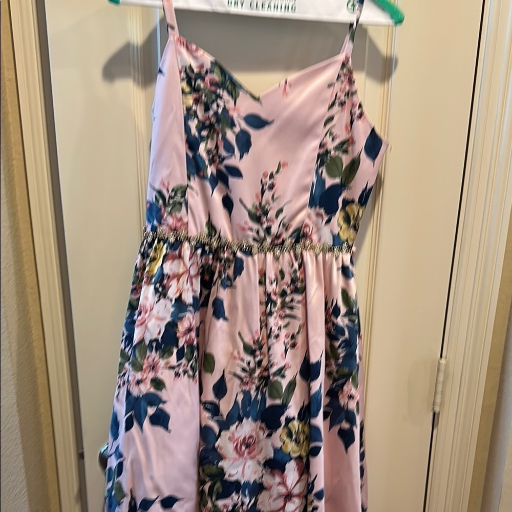 Pink and Blue Sleeveless Sundress with Spaghetti Straps